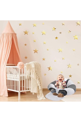 Bebek Destek Oturma Minderi - Gri Beyaz