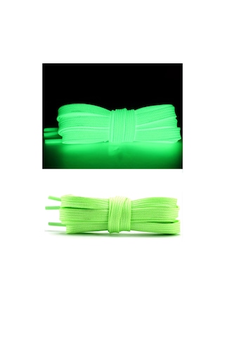 Fosforlu Neon 1 Cm Kalınlığında Yeşil Renk 1 Çift Yassı Spor Ayakkabı Bağcığı Yeşil