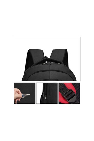 Aubyhe Kilitli Çanta Erkek Kadın Üniversite Sırt Çantası 15.6" Laptop Bölmesi Nylon Su Geçirmez Seyahat Okul Çantası Siyah Kırmızı Lacivert Siyah