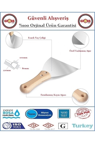 Dekor Ahşap Saplı Alçı & Macun Ispatulası - Yay Çeliği - 10cm