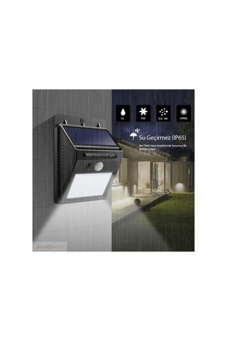 Güneş Enerjili Solar Dış Mekan Lambası - 20 Led Aydınlatmalı - Duvar Tipi