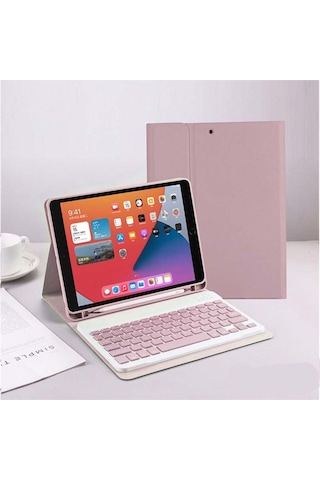 Apple Uyumlu iPad Pro 4. Nesil M2 2022 11 Inç Bluetooth Klavyeli Kılıf Kalem Bölmeli Türkçe Klavye