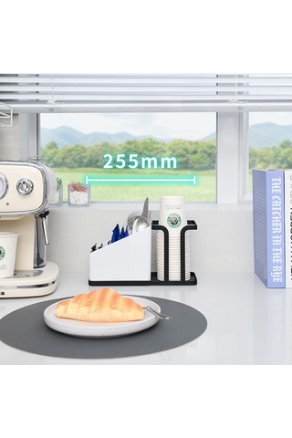 Sones Masaüstü Tek Kullanımlık Kağıt Bardak Saklama Tutucu Demir Ev Kahve Çay Poşeti Bardak Saklama Rafı Beyaz