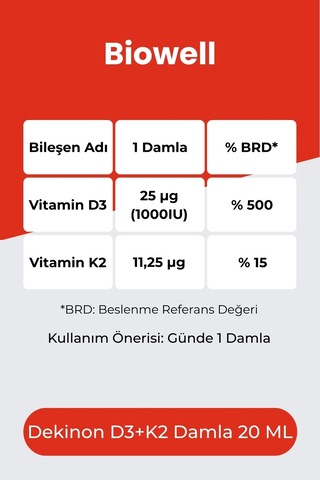 Biowell Dekinon D3K2 Damla 20 ML