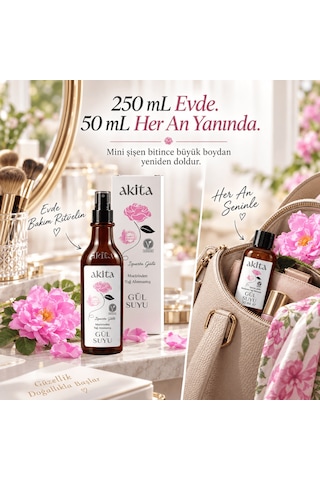 Akita Doğal Yağı Alınmamış Gül Suyu Seti 300 ML