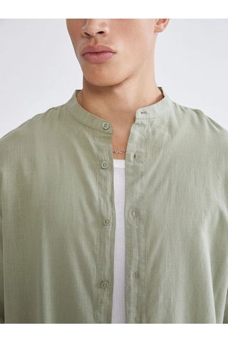 LC Waikiki Xsıde Haki Regular Fit Poplin Erkek Gömlek Dull Khakı