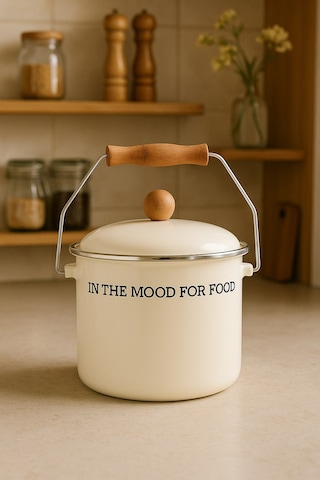 Vintage Krem Emaye Bakraç 28 Cm Şeffaf