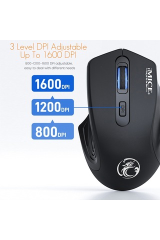 İmıce G-1800 Şarj Edilebilir 4 Düğme 1600 Dpı 2.4ghz Bilgisayar Pc Dizüstü Bilgisayar İçin Sessiz Kablosuz Fare Siyah Diğer