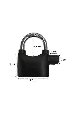 İpek Yıldızı Desibel Siyah Alarmlı Çok Fonksiyonlu Ekstra Güvenlikli Kare Asma Dolap Kilidi