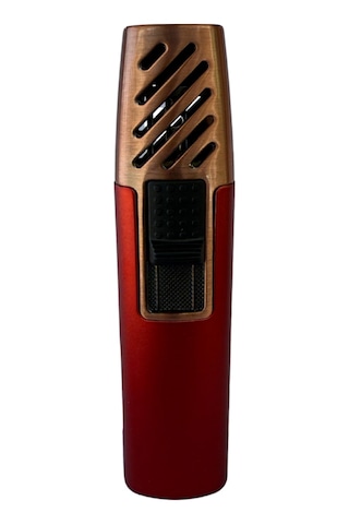 Premiumquality Kırmızı-bronz Tek Torch Pürmüz Metal Puro Çakmağı - Tr8581