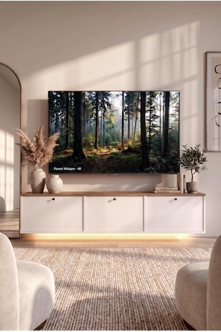Alaska Led Işıklı Tv Ünitesi Sehpası 3 Kapaklı Duvara Monte 180cm Sepet-beyaz