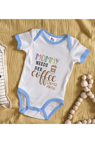 Bitmeyenkartus Bk Kids Kişiye Özel Mavi Bebek Body Zıbın - Model 53 Çok Renkli