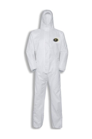 Kapüşonlu Fermuarlı Antibakteriyel Koruyucu Tulum 5 Adet Beyaz