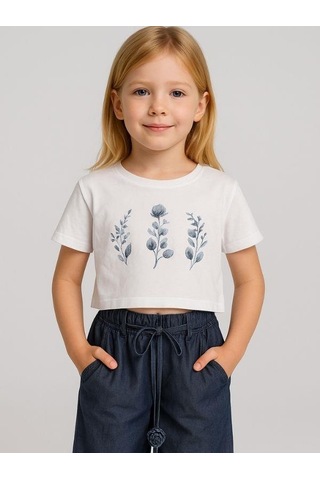 Zekids Kız Çocuk T-shirt Pantolonlu Takım-16071 Beyaz