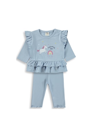 Civil Baby Unicorn Baskılı Fırfırlı 3-18 Ay Takım - Mavi