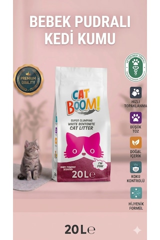 Cat Boom Bebek Pudrası Kokulu Bentonit Kedi Kumu 20 L