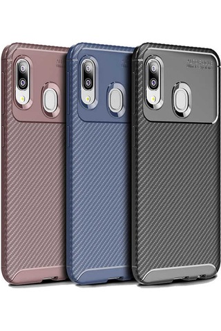 Samsung Uyumlu Galaxy A20e Kılıf Zore Negro Silikon Kapak Kahverengi