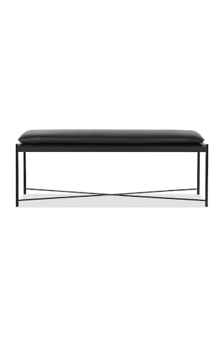 Essa Modern Suni Deri Döşemeli Metal Ayaklı Bench Gri