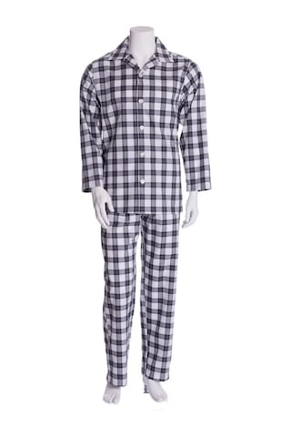 The Don Beyaz Siyah Kareli Poplin Erkek Pijama Takımı