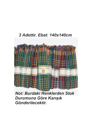 3adet Pöti Kare Sofra Örtüsü, Masa Örtüsü Saçaklı 140x140 -renkli Renkli