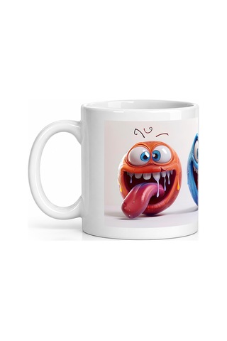 Seramik Kupa Komik Dil Çıkaran Karakterler Baskılı 300 Ml Hediyel Beyaz