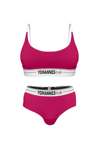 Yohannes Club, Kadın Pamuklu İç Çamaşırı Takımı, Renk Seçenekli, Bralet-kemerli Hipster Külot Pembe