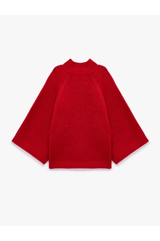 Koton Geniş Uzun Reglan Kollu Dik Yaka Triko Kazak Kırmızı 7wak90659ht
