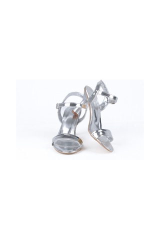 Ayakkabımood Cc 7 Cm Gümüş Ayna Tek Bant Bayan Ayakkabı Gümüş