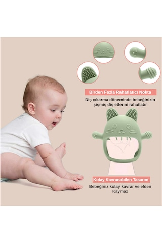 Bebek Diş Kaşıyıcı Silikon Premium Gıda Sınıfı Yeşil