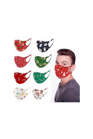 Vkemall Noel Temalı Buz İpek Maske - Erkek/kadın Kullanıma Uygun, Nefes Alabilir, Yıkama Uygun, Rahat Ve Koruyucu 1.5 M