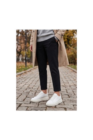 Crc Ayakkabı Beyaz %100 Hakiki Deri Yumuşak İç Pedli Bağcıksız Comfort Sneaker Ayakkabısı