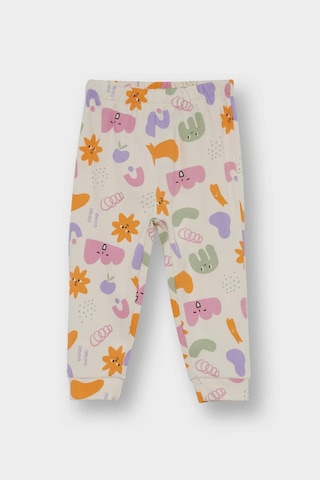 Defacto Kız Bebek Pijama Takımı Desenli Uzun Kollu Üst Uzun Alt F0635a525auer233 Ekru
