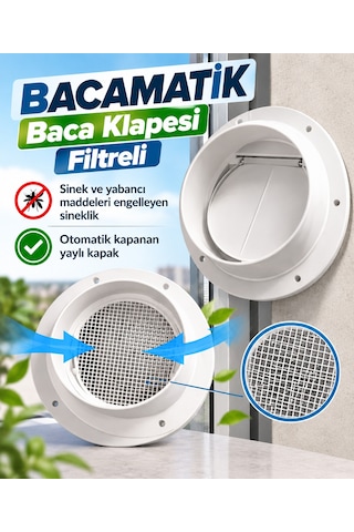 Plastik Bacamatik Davlumbaz Aspiratör Baca Klapesi Havalandırma Menfezi