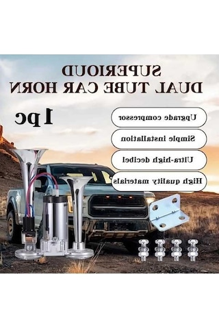 Pazly Silvery 12v Çift Boru Araba Kornası Elektrikli Pompa - Tüm 12v Araçlar İçin