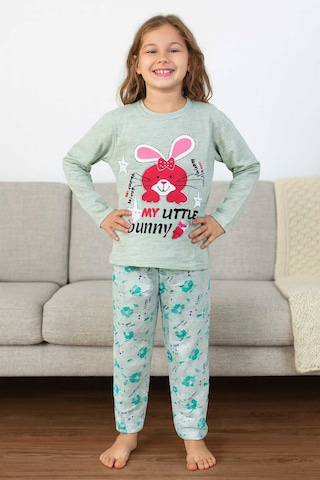 Çocuk Pijama Takımı %100 Pamuk Turkuaz