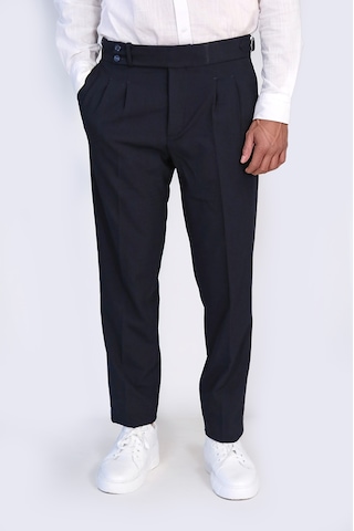 Lacivert Çift Pileli Tokalı Yüksek Bel Slim Fit Pantolon Wessi Lacivert