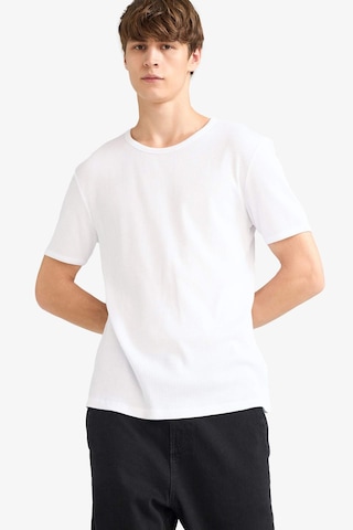 Defacto Slim Fit Dar Kesim Bisiklet Yaka Ribana Kısa Kollu Tişört F9535ax25hswt34 Beyaz