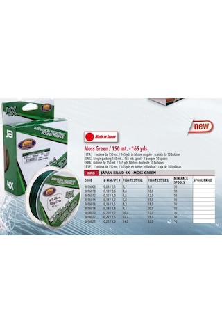 Lineaeffe Japan Braid 4X 150M 4 Kat Ip Misina Yeşil