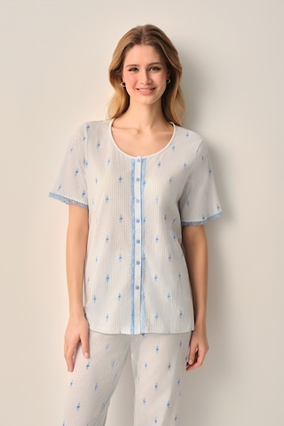 Suwen Maria Pamuklu Gömlek Yaka Pijama Takımı Sh26610660b348 Mavi