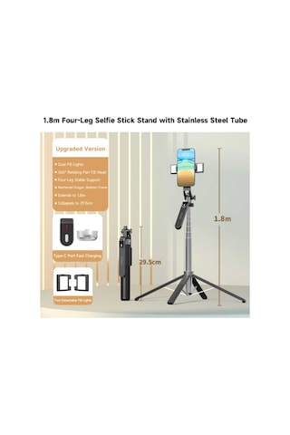 Çift Led Işıklı Youtube Haber Konferans, Sunum,eğitim Tripod Monopod Stabilizer