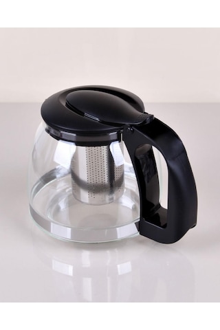 Kapris 1500 Ml Çelik Süzgeçli Cam Demlik Siyah 7488 Siyah