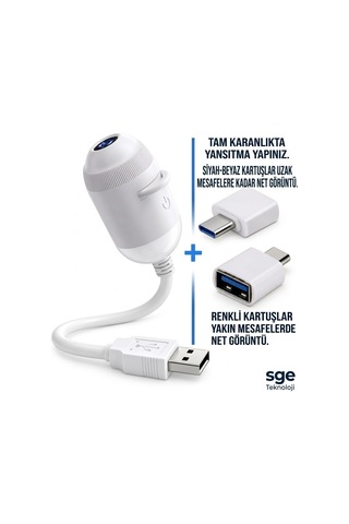 Mighty 10 Siyah Beyaz 14 Renkli Desenli Usb Led Projektör Gece Lambası 360 Derece Ayarlanabilir Esnek Yansıtıcı