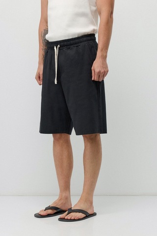 Vamos Basic Oversize Keten Şort Siyah