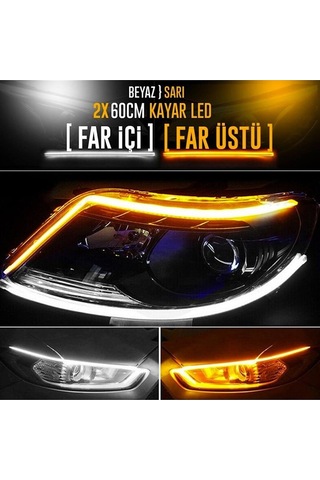 Far Üstü Kayar Led Açılış Animasyonlu Selamlamalı 60cm 2 Adet