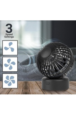 Masaüstü Fanı 3 Hız Ayarlı Mini Usb Fanı Ofis Için Ideal 1233 Siyah