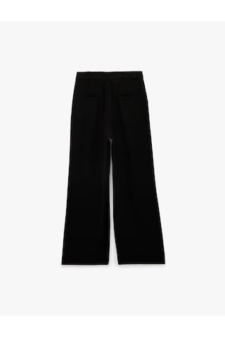 Koton Regular Fit Cepli Yüksek Bel Krep Kumaş Geniş Paça Pantolon Siyah 7wak40074uw