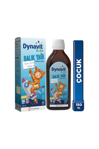 Dynavit Kids Balık Yağı 150 Ml - Çocuklar İçin 1300mg Balık Yağı, Omega-3, Epa, Dha - Portakal Aromalı