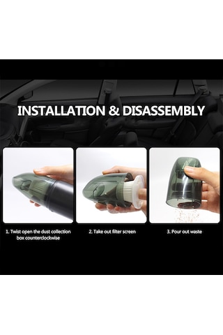 Cbtx Mini Elektrikli Süpürge Ev Ofis Araç Temizliği İçin Taşınabilir Güçlü Emişli Islak Kuru Temizleyici - Kablolu/gümüş