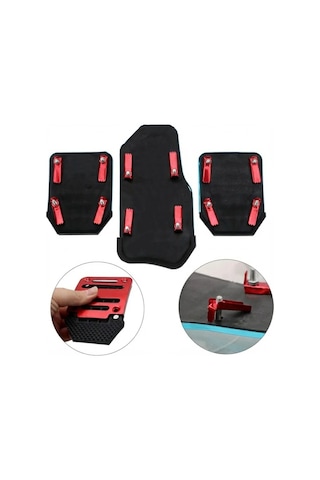 Universal Manuel Metal Pedal Seti 3 Parça Kırmızı