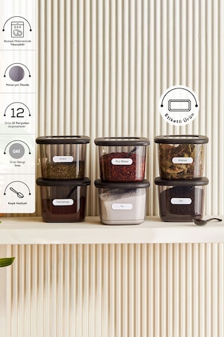 Karaca  Forbs Kaşıklı 6'lı Baharat Takımı Gri